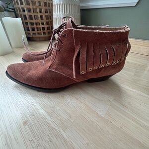 Holt Renfew Suede fringe booties made in Italy